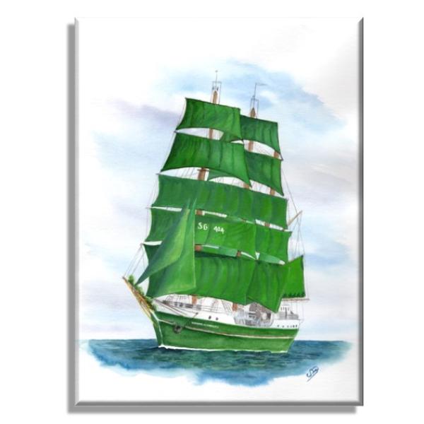 Leinwand 40 x 30 cm Keilrahmen Canvas-Leinen Aquarell Maritim Kunst Druck Kunstdruck Alexander von Humboldt Alex Schiff Segelschiff Schulschiff